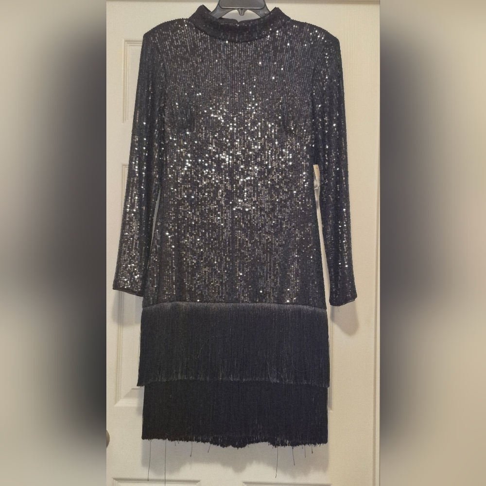 Eliza J Black Sequin Midi Dress